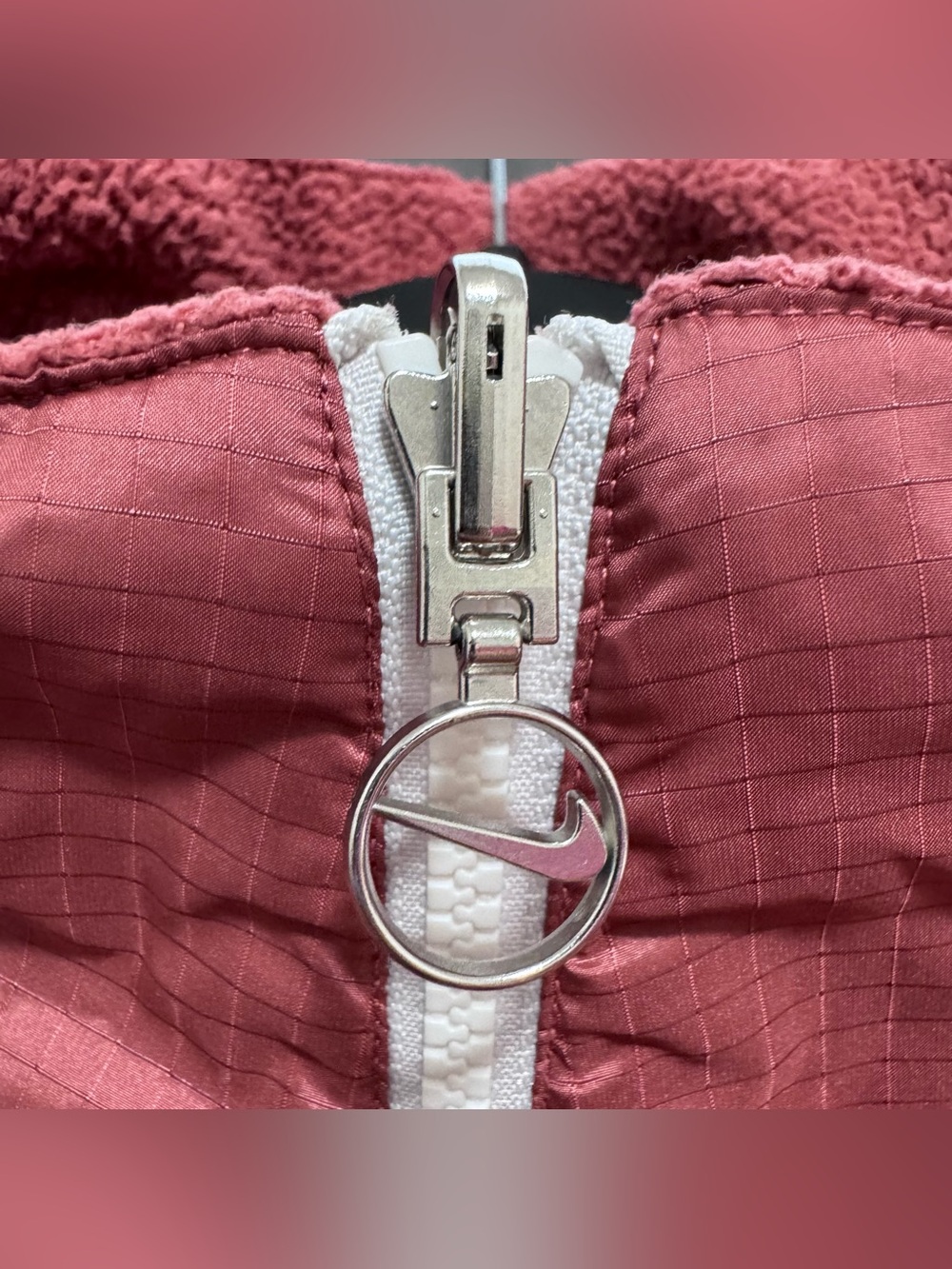 Nike Women Redwood Swoosh Size M Reversible Oversized Sherpa Jacket CI8937 897 - Picture 11 of 13